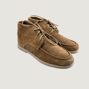 Zara Suede Chukka Boots 38 Tan Moc Toe Lace Up Desert Ankle Boots Earthy Neutral